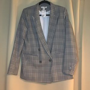 H&M Plaid Double Breasted Blazer